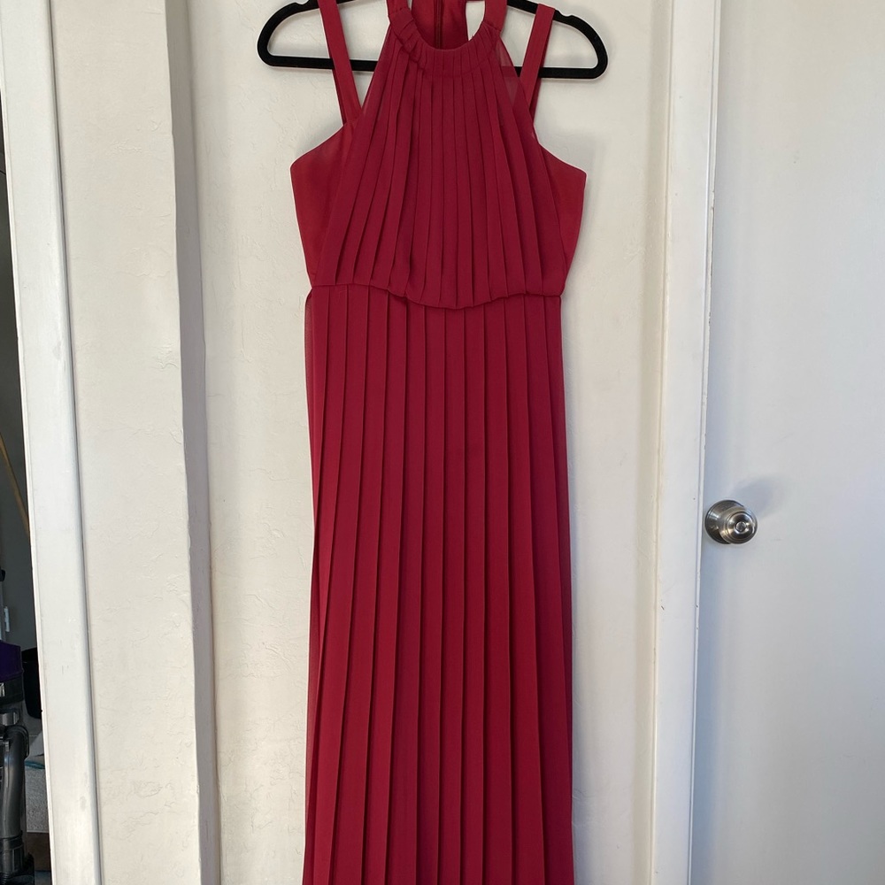 Bcbgeneration Red Floor Length Pleated Dress - image 1